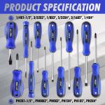 CARTMAN 12 Piece Magnetic Screwdriver Set - 6 Phillips and 6 Flat, Professional Cushion Grip Hand Tools Set