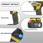 VQJTCVLY Brushless impact driver, 21V Cordless impact wrench 1/2 Inch, 2 × 4.0Ah impact drill tool set, 5 Sockets, 7 Drill, 6 Screws for Car Home Truck Mower Father Dad Husband, Yellow
