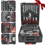Tool Set - Seizeen 899 Pieces Professional Mechanics Hand Tool Set, Mobile Tool box on Wheels W/Ratchets&Socket, Screwdriver, Tongs, Black 4-layer Tool Case & Tool Kit COMB for Man Repairer Artisan