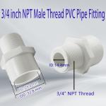 10 Pack 3/4 inch NPT Male Thread PVC Pipe Fitting Adapter Connector, 3/4 inch PVC Pipe Fitting for Sch40 PVC Pipe, Pipe Connectors for Plumbing Water Line, Socket x NPT Male