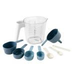 Mainstays 9-Piece Stackable Measuring Set Kitchen Tools for Cooking, 7.48" L, Blue