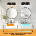 FadimiKoo 3-Light Wood Bathroom Light Fixtures Over Mirror, Rustic Black Silver Famhourse Sconces Wall Decor with Elegant Metal Lampshade for Living Room, Bedroom, Porch