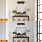 FadimiKoo 3-Light Wood Bathroom Light Fixtures Over Mirror, Rustic Black Silver Famhourse Sconces Wall Decor with Elegant Metal Lampshade for Living Room, Bedroom, Porch