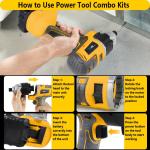 NEWONE 18V Cordless Power Tool Combo Kits 12-Tool Set with 2 x 4.0Ah Battery and Charger Brushless Cordless Power Tool Set