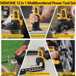 NEWONE 18V Cordless Power Tool Combo Kits 12-Tool Set with 2 x 4.0Ah Battery and Charger Brushless Cordless Power Tool Set