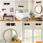 FadimiKoo 3-Light Wood Bathroom Light Fixtures Over Mirror, Rustic Black Silver Famhourse Sconces Wall Decor with Elegant Metal Lampshade for Living Room, Bedroom, Porch