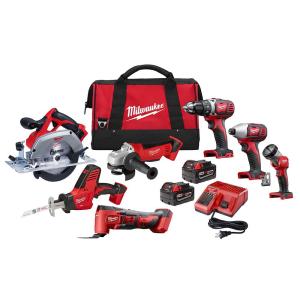 Milwaukee, 2695-27S M18 18-Volt Lithium-Ion Cordless Power Tools, 18V, 4.0 Ah Battery, 2 Pack