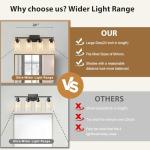 IZORRO Modern Bathroom Light Fixtures, 4 Light Black Vanity Lights, Bathroom Lighting Fixtures Over Mirror with Clear Glass for Living Room Cabinet Bedroom