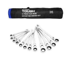 Hyper Tough 12-Piece Metric Flex Head Ratchet Wrench Tool Set, Hand Tools