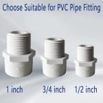 10 Pack 3/4 inch NPT Male Thread PVC Pipe Fitting Adapter Connector, 3/4 inch PVC Pipe Fitting for Sch40 PVC Pipe, Pipe Connectors for Plumbing Water Line, Socket x NPT Male