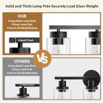IZORRO Modern Bathroom Light Fixtures, 4 Light Black Vanity Lights, Bathroom Lighting Fixtures Over Mirror with Clear Glass for Living Room Cabinet Bedroom