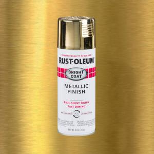 Gold, Rust-Oleum Stops Rust Bright Coat Metallic Spray Paint-7710830, 11 oz