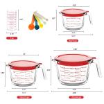 TAIMASI 9 Pcs Glass Measuring Cups Set with Lids, 4-Cup, 2-Cup, 1-Cup, 5 oz Liquid Measuring Cups & 5 Measuring Spoons | Microwave, Freezer & Dishwasher Safe