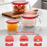 TAIMASI 9 Pcs Glass Measuring Cups Set with Lids, 4-Cup, 2-Cup, 1-Cup, 5 oz Liquid Measuring Cups & 5 Measuring Spoons | Microwave, Freezer & Dishwasher Safe