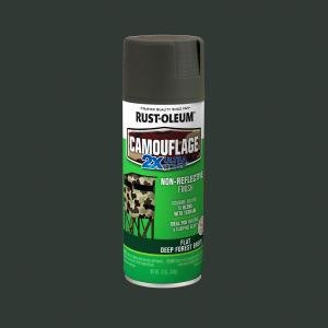 Deep Forest Green, Rust-Oleum Camouflage 2X Ultra Cover Flat Spray Paint-279175, 12 oz