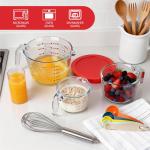 TAIMASI 9 Pcs Glass Measuring Cups Set with Lids, 4-Cup, 2-Cup, 1-Cup, 5 oz Liquid Measuring Cups & 5 Measuring Spoons | Microwave, Freezer & Dishwasher Safe