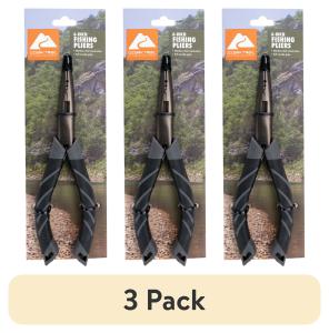 (3 pack) Ozark Trail 6 inch Stainless Steel Pliers with Soft Grip. Fishermans Needle Nose Plier.