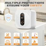 KENUOS Under Sink Instant Hot Water Heater,2.5 Gallon Mini Tank Water Heaters with LED Display,1500W 120V Small Water Heater 1/2" NPT for RV,Kitchen,Compact Design with T&P Valve,3-Way Fitting Valve