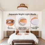 Monikessy Bladeless Ceiling Fans with Lights and Remote, 18.9" Farmhouse Embedded Ceiling Fan Light, Flush Mount Dimmable LED Chanelier Fan for Bedroom,Walnut Color