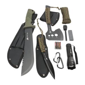 Ozark Trail 12-Piece Camping Multitool Set with Flashlight, Machete, and Knife