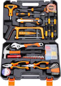 105 Piece General Household Tool Set in Toolbox Storage Case with Essential Hand Tools for Everyday Home Repairs, DIY and Crafts