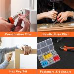 105 Piece General Household Tool Set in Toolbox Storage Case with Essential Hand Tools for Everyday Home Repairs, DIY and Crafts