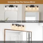 IZORRO Modern Bathroom Light Fixtures, 4 Light Black Vanity Lights, Bathroom Lighting Fixtures Over Mirror with Clear Glass for Living Room Cabinet Bedroom
