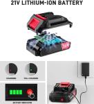 21V Cordless Drill Set,Electric Power Drill 34Pcs with 3/8 Inch Keyless Chuck, 25+3 Clutch Compact Driver Drill with Work Light, Max torque 45Nm, 2-Variable Speed & Battery and Fast Charger