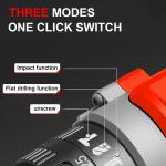 21V Cordless Drill Set,Electric Power Drill 34Pcs with 3/8 Inch Keyless Chuck, 25+3 Clutch Compact Driver Drill with Work Light, Max torque 45Nm, 2-Variable Speed & Battery and Fast Charger