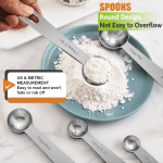 Measuring Cups and Spoons Set of 16, 5 Stainless Steel Nesting Measuring Cups & 5 Spoons, 1 + Leveler & 5 Mini Measuring Spoons for Cooking & Baking