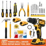Cshidworld Tool Set with 21V Cordless Drill, Drill Set with 2 Batteries and Charger, 95PCS Electric Power Drill Tool Kit, Repair Tools Sets Combo Kits Storage Organizer Case for Men Women, Yellow