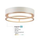 GLOBE Electric 66000038 18.5W LED Integrated Outdoor Indoor Flush Mount Ceiling Light Fixture, Matte White, Wood Toned Accent, Home Improvement, Front Porch Lighting