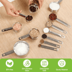 Measuring Cups and Spoons Set of 16, 5 Stainless Steel Nesting Measuring Cups & 5 Spoons, 1 + Leveler & 5 Mini Measuring Spoons for Cooking & Baking