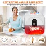 KENUOS Under Sink Instant Hot Water Heater,2.5 Gallon Mini Tank Water Heaters with LED Display,1500W 120V Small Water Heater 1/2" NPT for RV,Kitchen,Compact Design with T&P Valve,3-Way Fitting Valve