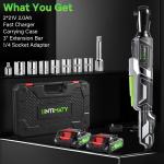 3/8" Cordless Electric Ratchet Wrenches Set, UMTIMATY 21V Power Ratchet Tool Kit with 2 x 2.0Ah Battery, 67FT-LBS 400 RPM Ratchet Wrench with 7 Sockets, Adapter, Extension Bar