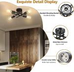 4-Light Semi Flush Mount Light Fixtures Farmhouse Black Light Fixtures Ceiling Mount Close to Ceiling Lighting Chandelier for Kitchen