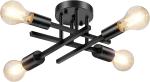 4-Light Semi Flush Mount Light Fixtures Farmhouse Black Light Fixtures Ceiling Mount Close to Ceiling Lighting Chandelier for Kitchen