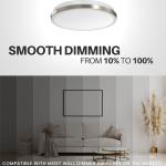 DYMOND 10" LED Ceiling Light Flush Mount Dimmable Brushed Nickel Thin Ring 3000K Warm White
