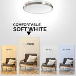 DYMOND 10" LED Ceiling Light Flush Mount Dimmable Brushed Nickel Thin Ring 3000K Warm White