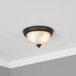 Mainstays 11" Classic Indoor Flush Mount Ceiling Light, Bronze Finish Glass Shade, Bulb Not Included
