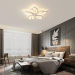 Garwarm Modern White Ceiling Light, Dimmable LED Flush Mount Light, Remote Control Lamp for Living Room Dining Bedroom Kitchen