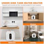 KENUOS Under Sink Instant Hot Water Heater,2.5 Gallon Mini Tank Water Heaters with LED Display,1500W 120V Small Water Heater 1/2" NPT for RV,Kitchen,Compact Design with T&P Valve,3-Way Fitting Valve