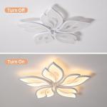 Garwarm Modern White Ceiling Light, Dimmable LED Flush Mount Light, Remote Control Lamp for Living Room Dining Bedroom Kitchen