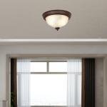 Mainstays 11" Classic Indoor Flush Mount Ceiling Light, Bronze Finish Glass Shade, Bulb Not Included
