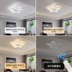 Garwarm Modern White Ceiling Light, Dimmable LED Flush Mount Light, Remote Control Lamp for Living Room Dining Bedroom Kitchen