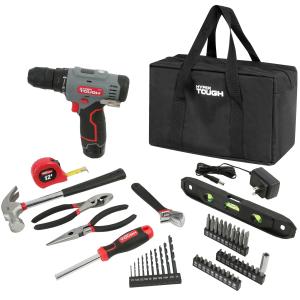 Hyper Tough 12V Max Cordless 3/8-inch Drill Driver 50-Piece Project Kit with 1.5Ah Lithium-Ion Battery, Charger, and Storage Bag