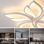 Garwarm Modern White Ceiling Light, Dimmable LED Flush Mount Light, Remote Control Lamp for Living Room Dining Bedroom Kitchen