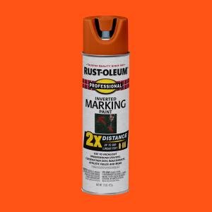 Fluorescent Red-Orange, Rust-Oleum Professional Inverted Marking 2X Spray Paint-266590, 15 oz