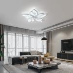 Garwarm Modern White Ceiling Light, Dimmable LED Flush Mount Light, Remote Control Lamp for Living Room Dining Bedroom Kitchen