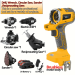 NEWONE Cordless Power Tool Combo Kit 18V 5-Tool Set Impact Wrench, Drill, Circular Saw, Palm Sander, Reciprocating Saw Include Batteries and Charger Cordless Power Tool Set